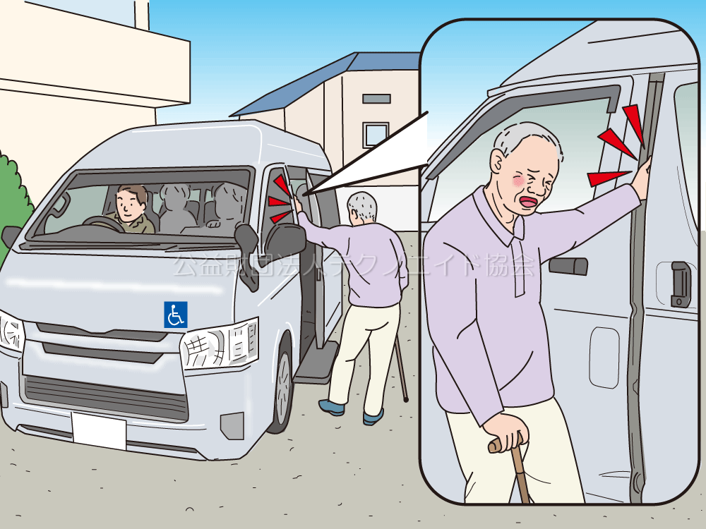 Case:417 運転席から操作した電動スライドドアに利用者の手を挟んでしまった