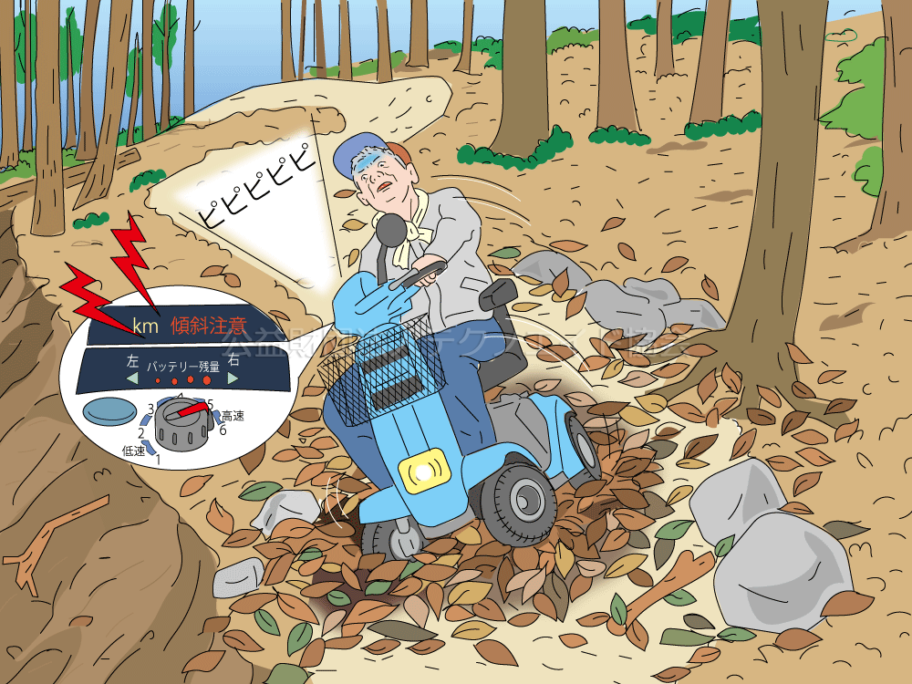 Case:428 許容範囲を超える急坂を警告灯表示を無視して下り転倒した